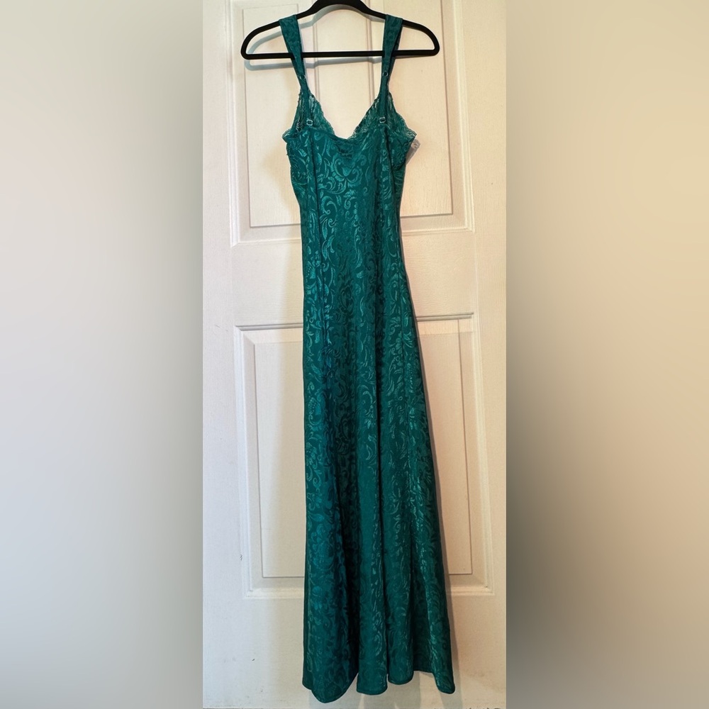 VICTORIAS SECRET Vtg Lace Sequin Gown Slip Green Dress Gold Label Womens size M - Picture 9 of 14
